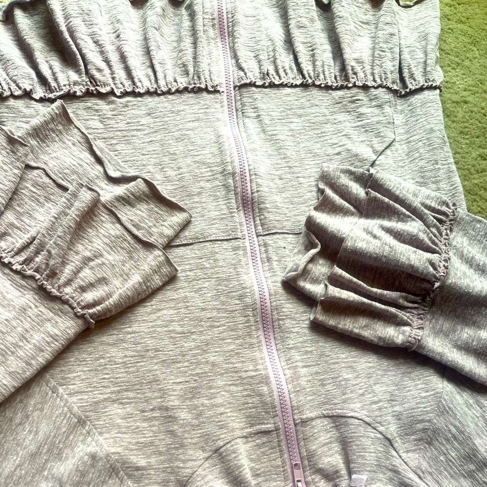 Coco + Carmen zip up shirt lavender fabric ruffles
